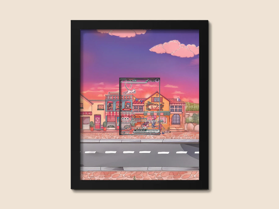 Mew Promo Display Frame Pokémon 151 Holo Card Wall Art Gift for Collector Room Decor Pokémon Card Display Stand Birthday Gift
