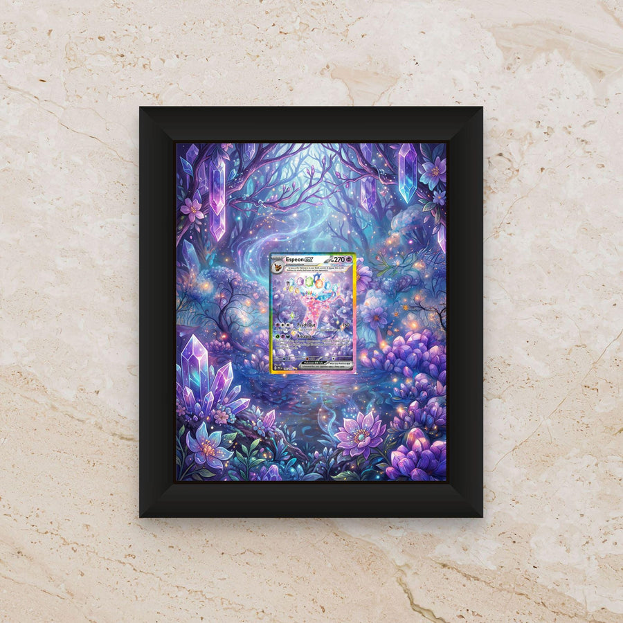 Espeon Display Frame – Prismatic Evolutions Pokémon Card | 5x14 or 11x22 Frame for Raw or Graded Cards