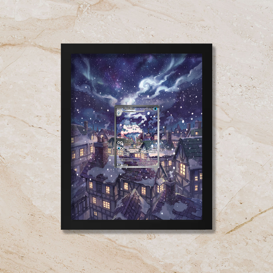 Vanilluxe Display Frame | White Flare Illustration Rare Card Showcase (8x10") – Fits Raw & Graded Cards