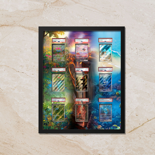 Charizard Blastoise Venusaur 151 Complete 9-Card Evolution Frame Display | Fits Raw & Graded Cards (16x20")