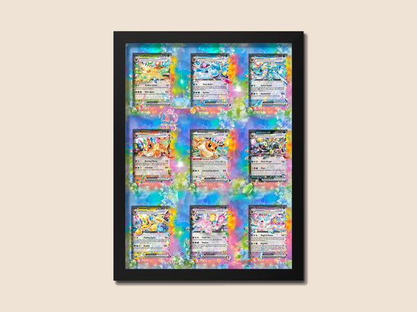 Eevee Evolutions Prismatic Display Frame – 9 Card Pokemon Frame | 12x16 for Raw Ungraded Cards (Non-SIR Versions)