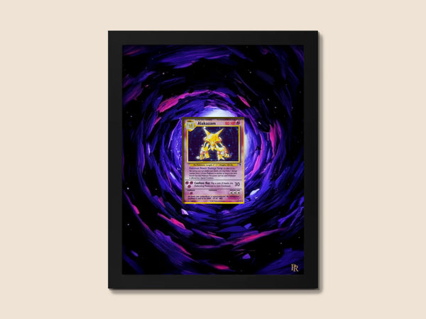 Vintage Alakazam Display Frame – Base Set Pokémon Card | 8x10 Frame for Raw or Graded Cards