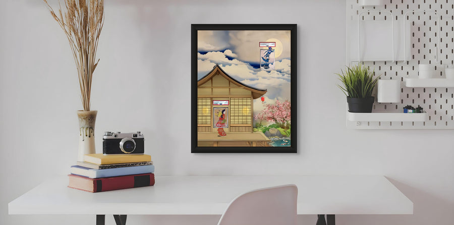 Pikachu & Cramorant Japanese Stamp Promo – 16x20 Pokemon Frame (Raw/Graded)