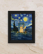 Pikachu Van Gogh Display Frame Gift – Grey Felt Hat Pokémon Art | 8x10 Wall or Desk Frame for Collectors | Handmade in Canada