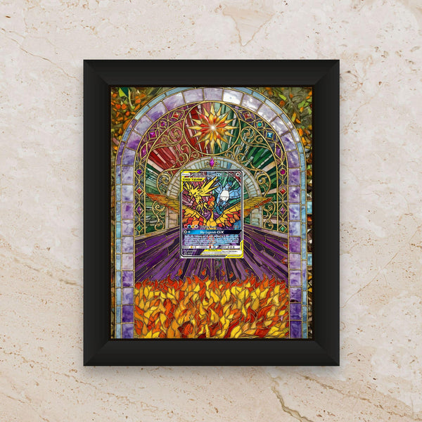 Moltres, Zapdos & Articuno GX Stained Glass – 8x10 Pokemon Frame (Raw/Graded)