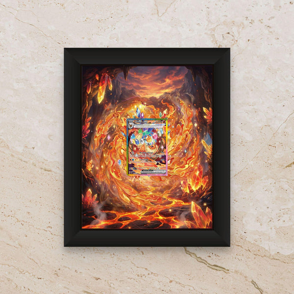 Flareon Prismatic Evolutions Display Frame | Extended Art Card Case | 8x10 Eevee Evolution Wall Art | Pokemon TCG Gift | Fire Type Decor