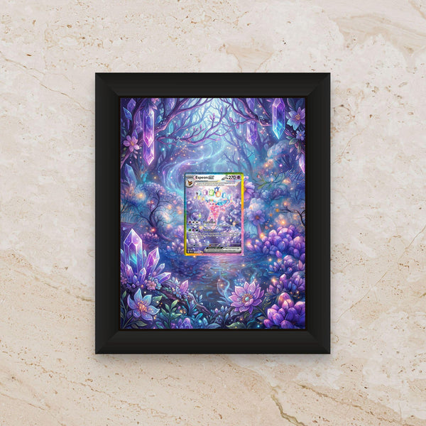 Espeon Display Frame – Prismatic Evolutions Pokémon Card | 5x14 or 11x22 Frame for Raw or Graded Cards