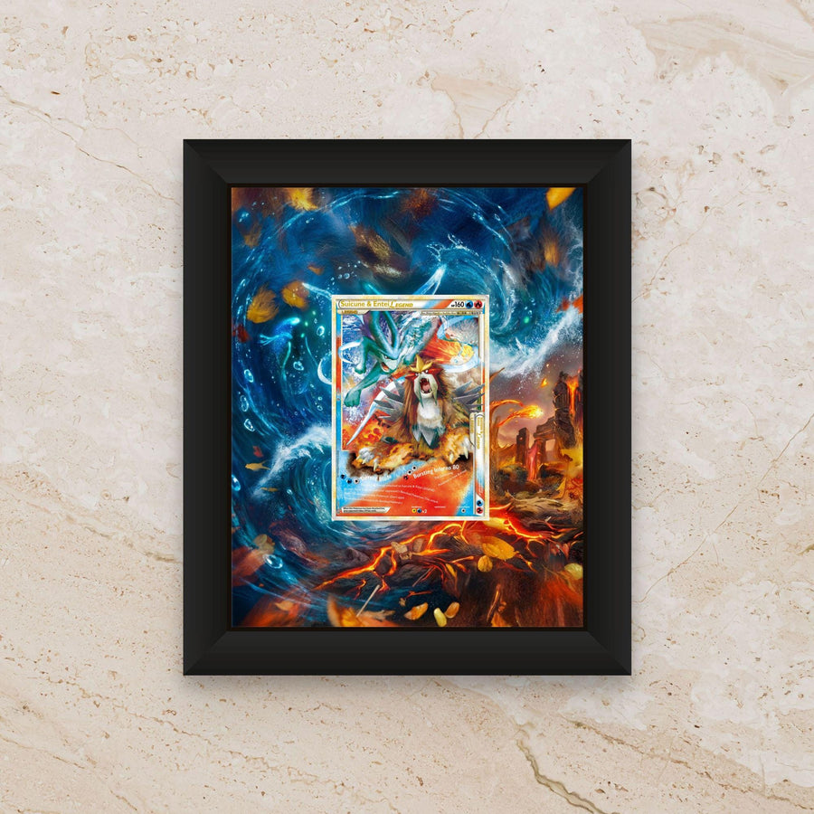 Entei & Suicune LEGEND display frame – Pokémon legend cards | 8x10 frame for raw or graded cards