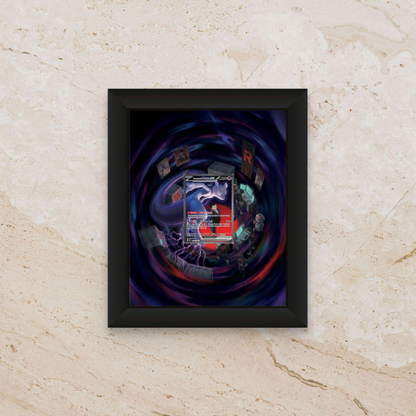 Mewtwo Ascended Heroes Extended Art Display [High Definition] – Premium Shadowbox Frame for Raw or Graded Cards | Legendary Psychic Decor