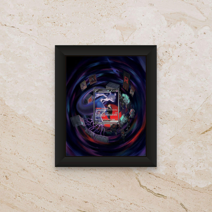 Mewtwo Ascended Heroes Extended Art Display [High Definition] – Premium Shadowbox Frame for Raw or Graded Cards | Legendary Psychic Decor