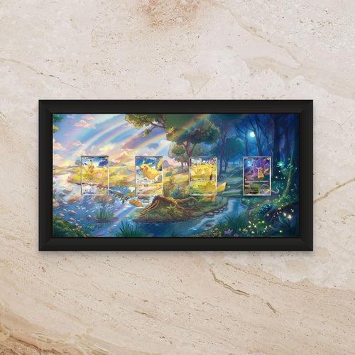 Chinese 151 Pikachu Promo 4-Card Display [High Definition] – 11x22 Panoramic Extended Art Shadowbox
