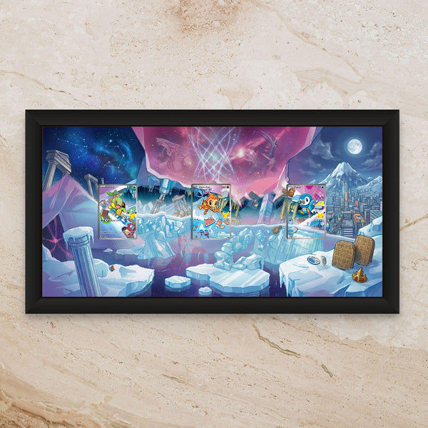 Sinnoh First Partners Starters Gen 4 Extended Art Display – 11x22 Frame (Raw/Graded cards)