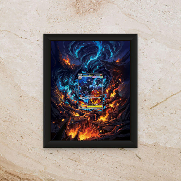 Mega Charizard X Display [High Definition] – Phantasmal Flames Extended Art Shadowbox | Premium Frame for Raw or Graded Cards