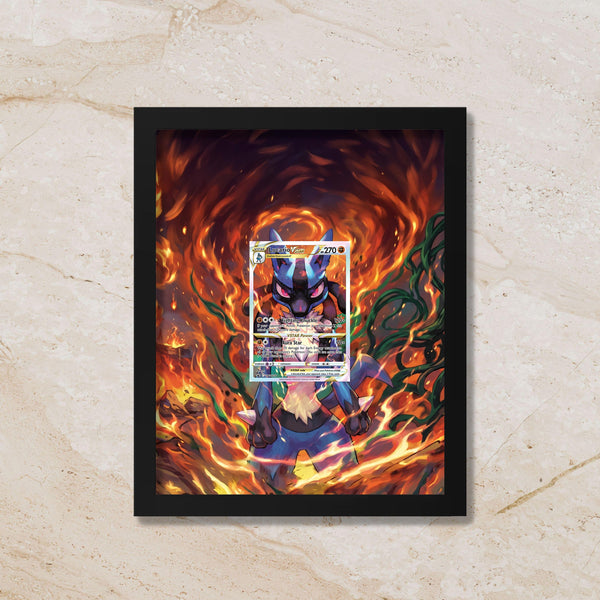 Lucario Promo Extended Art Frame – Pokémon SWSH291 Card Art | 8x10 (Raw/Graded Cards)