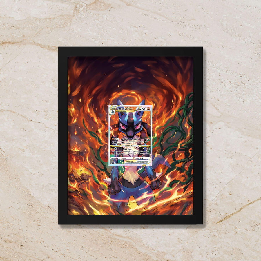 Lucario Promo Extended Art Frame – Pokémon SWSH291 Card Art | 8x10 (Raw/Graded Cards)